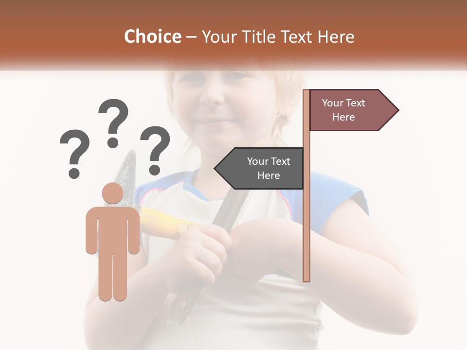 A Little Girl Holding A Hammer And A Banana PowerPoint Template