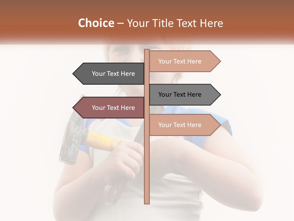 A Little Girl Holding A Hammer And A Banana PowerPoint Template