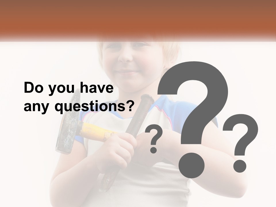 A Little Girl Holding A Hammer And A Banana PowerPoint Template
