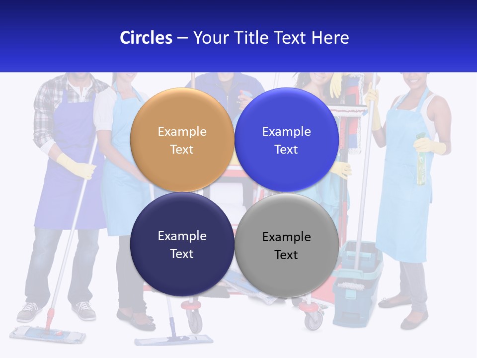 A Group Of People With Cleaning Equipment Posing For A Picture PowerPoint Template