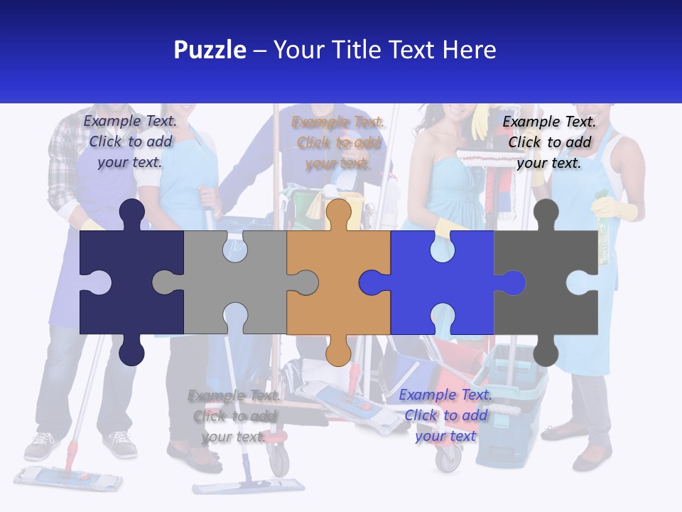 A Group Of People With Cleaning Equipment Posing For A Picture PowerPoint Template