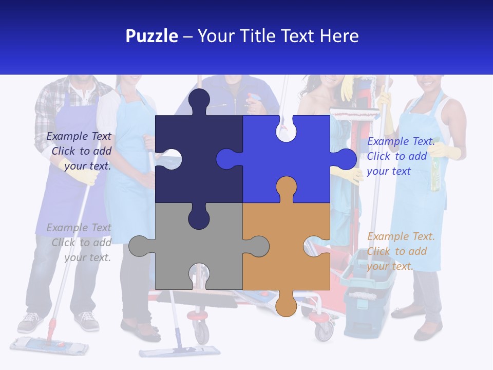 A Group Of People With Cleaning Equipment Posing For A Picture PowerPoint Template