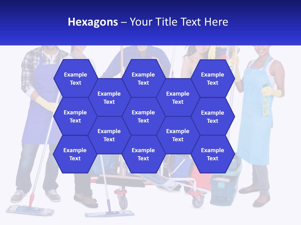 A Group Of People With Cleaning Equipment Posing For A Picture PowerPoint Template