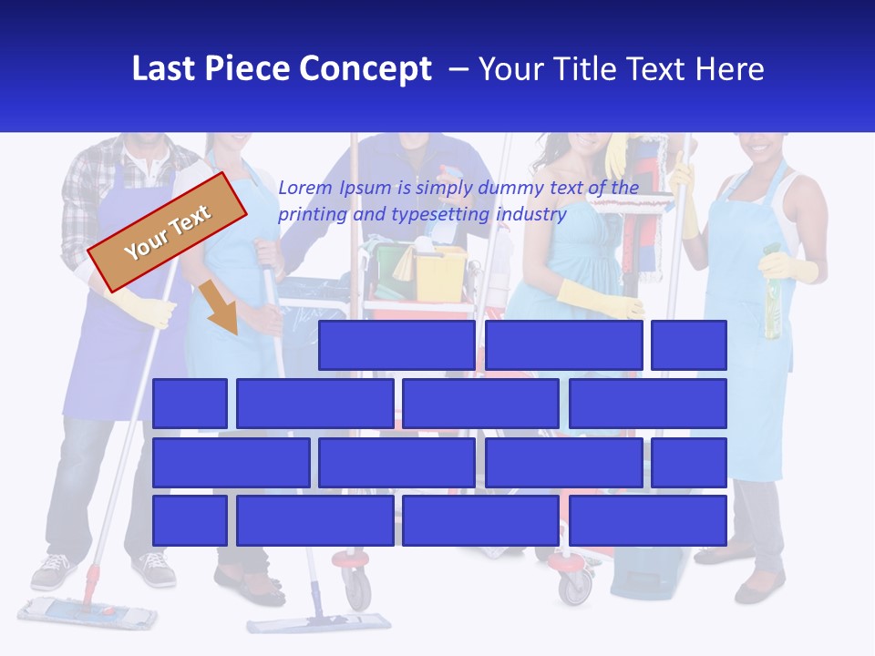 A Group Of People With Cleaning Equipment Posing For A Picture PowerPoint Template