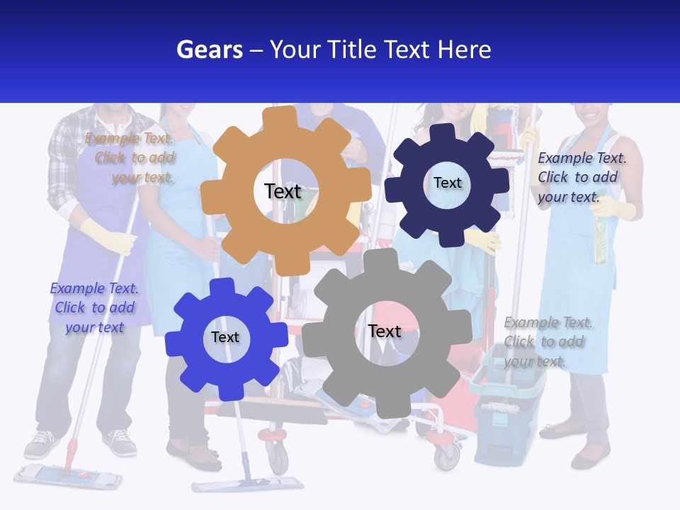 A Group Of People With Cleaning Equipment Posing For A Picture PowerPoint Template