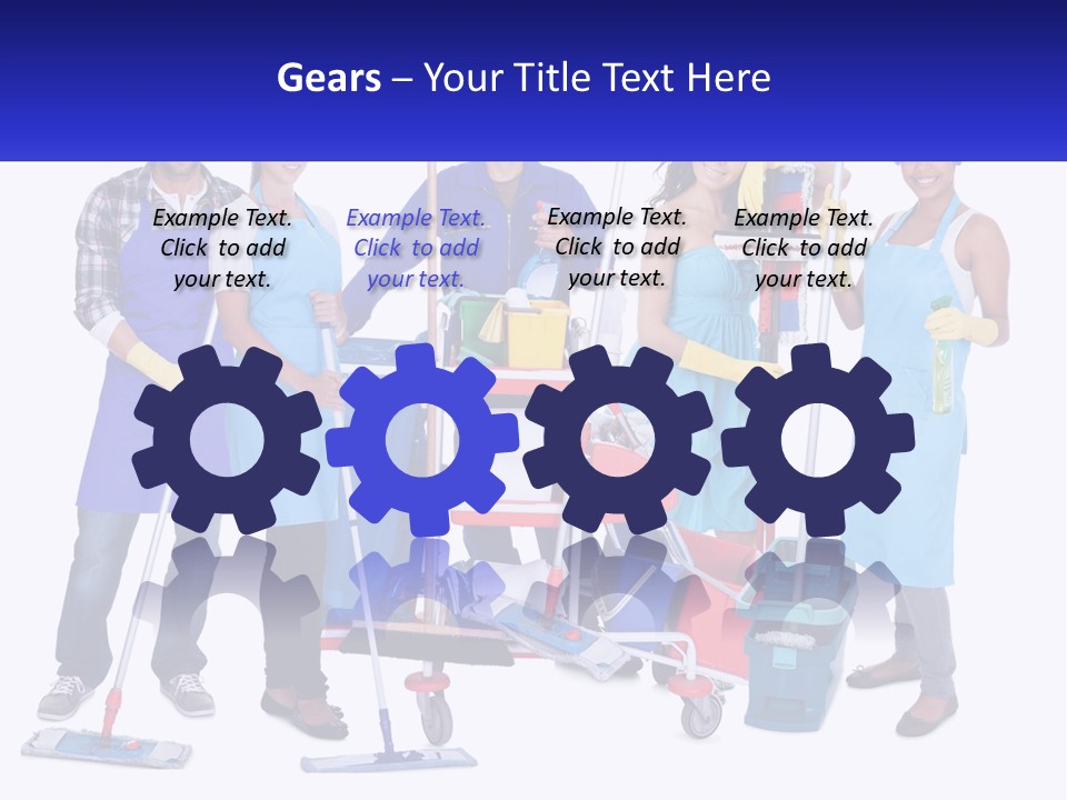 A Group Of People With Cleaning Equipment Posing For A Picture PowerPoint Template