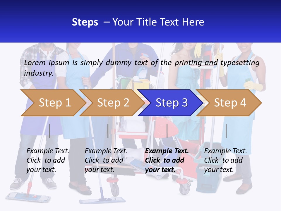 A Group Of People With Cleaning Equipment Posing For A Picture PowerPoint Template