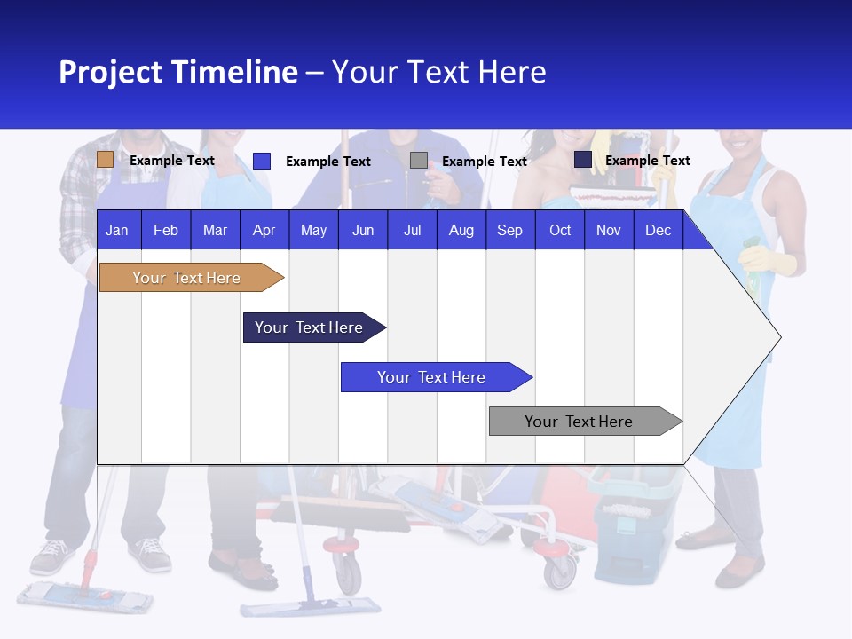 A Group Of People With Cleaning Equipment Posing For A Picture PowerPoint Template