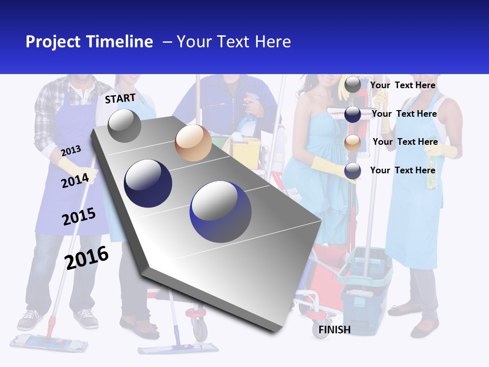 A Group Of People With Cleaning Equipment Posing For A Picture PowerPoint Template