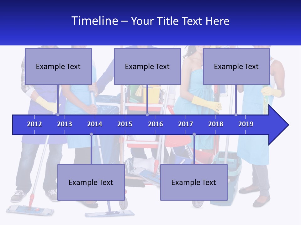 A Group Of People With Cleaning Equipment Posing For A Picture PowerPoint Template