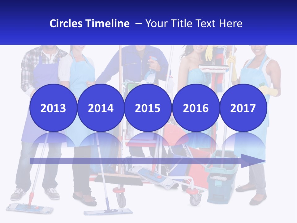 A Group Of People With Cleaning Equipment Posing For A Picture PowerPoint Template