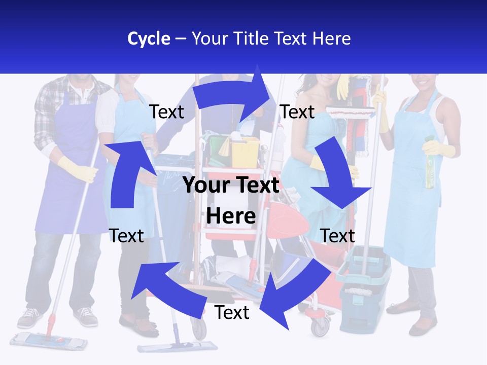 A Group Of People With Cleaning Equipment Posing For A Picture PowerPoint Template