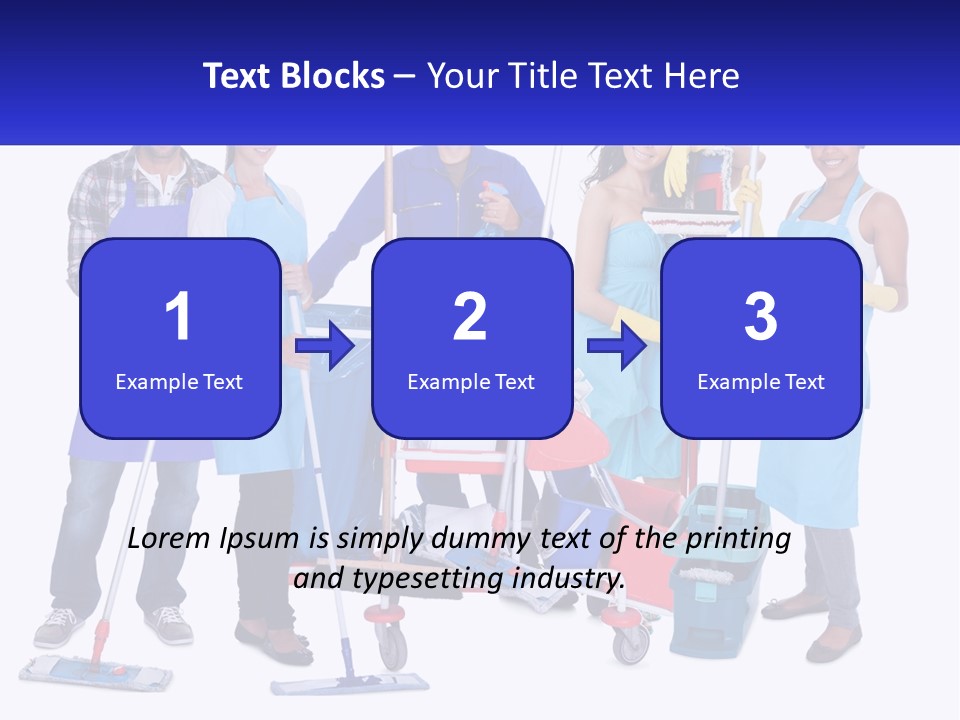 A Group Of People With Cleaning Equipment Posing For A Picture PowerPoint Template