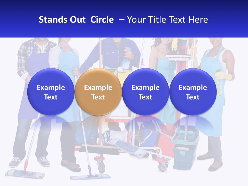 A Group Of People With Cleaning Equipment Posing For A Picture PowerPoint Template