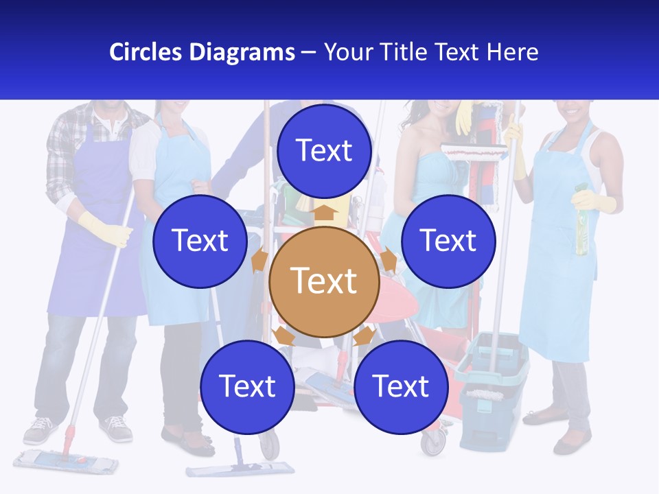 A Group Of People With Cleaning Equipment Posing For A Picture PowerPoint Template