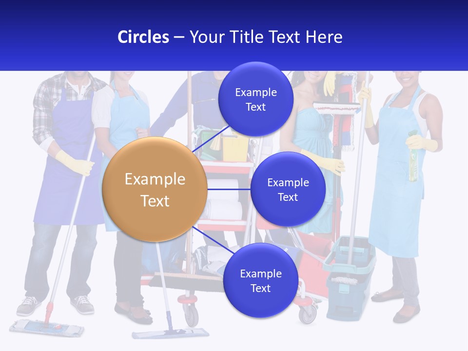 A Group Of People With Cleaning Equipment Posing For A Picture PowerPoint Template