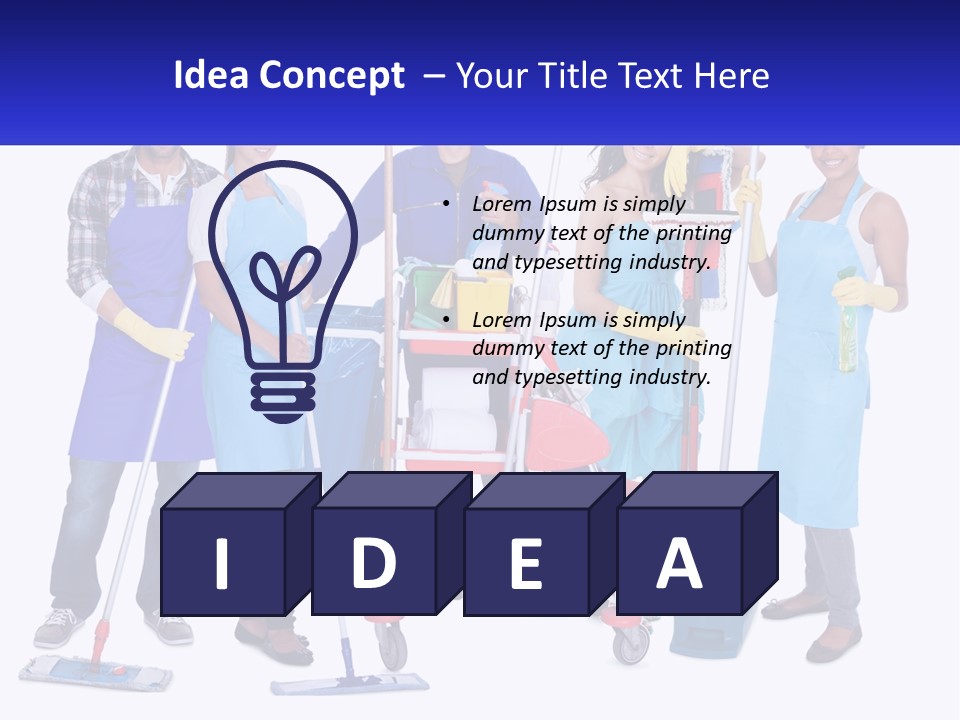 A Group Of People With Cleaning Equipment Posing For A Picture PowerPoint Template