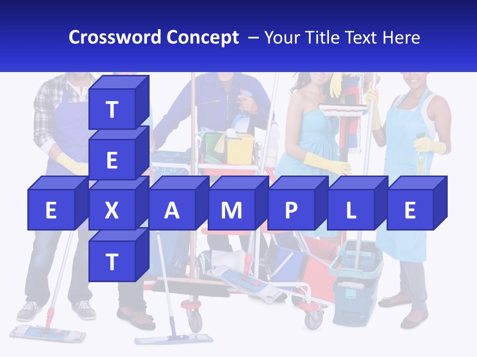 A Group Of People With Cleaning Equipment Posing For A Picture PowerPoint Template
