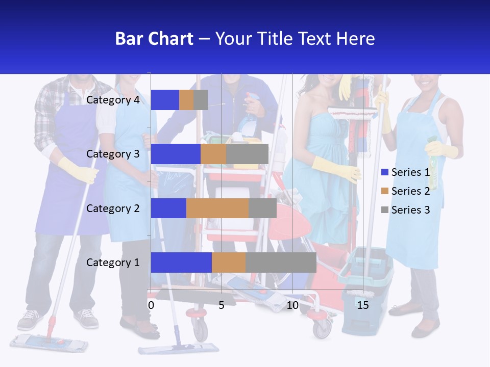 A Group Of People With Cleaning Equipment Posing For A Picture PowerPoint Template