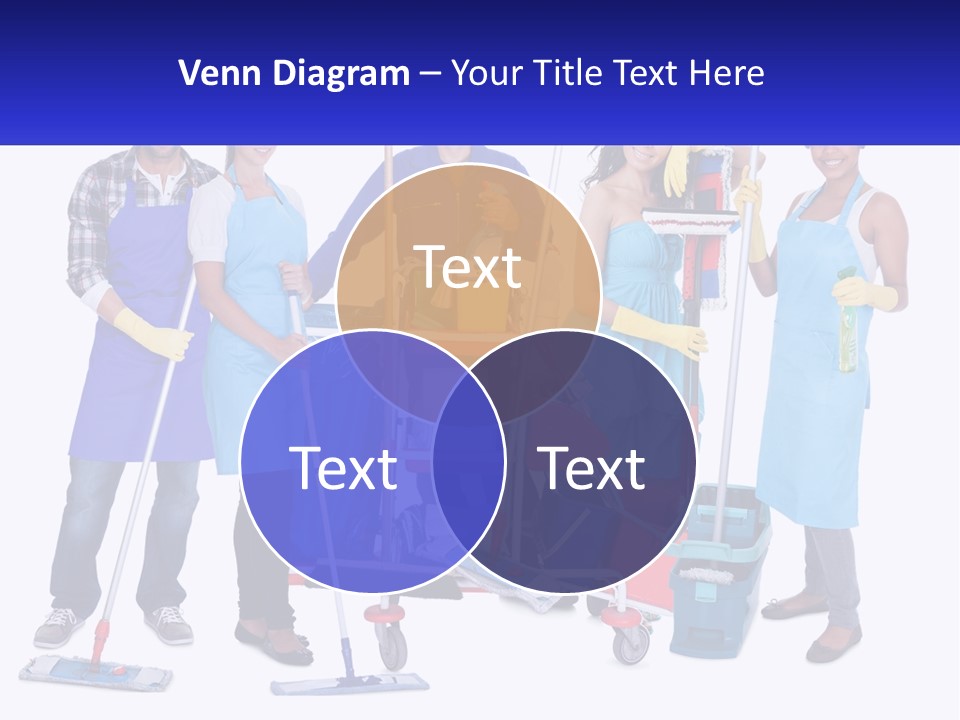 A Group Of People With Cleaning Equipment Posing For A Picture PowerPoint Template