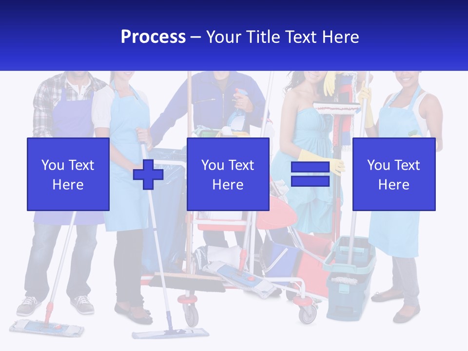 A Group Of People With Cleaning Equipment Posing For A Picture PowerPoint Template
