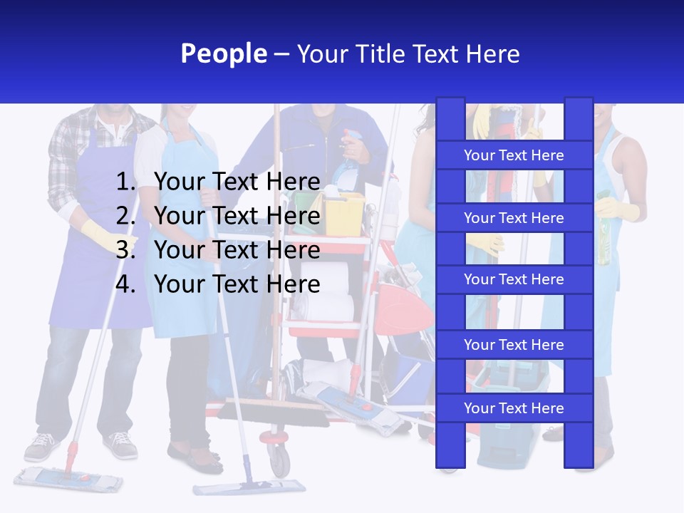 A Group Of People With Cleaning Equipment Posing For A Picture PowerPoint Template