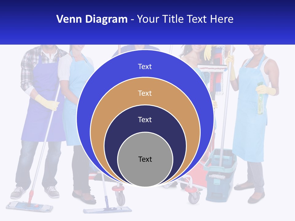 A Group Of People With Cleaning Equipment Posing For A Picture PowerPoint Template