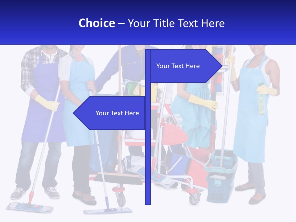 A Group Of People With Cleaning Equipment Posing For A Picture PowerPoint Template