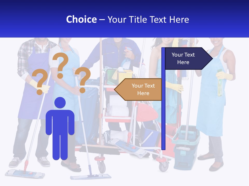 A Group Of People With Cleaning Equipment Posing For A Picture PowerPoint Template