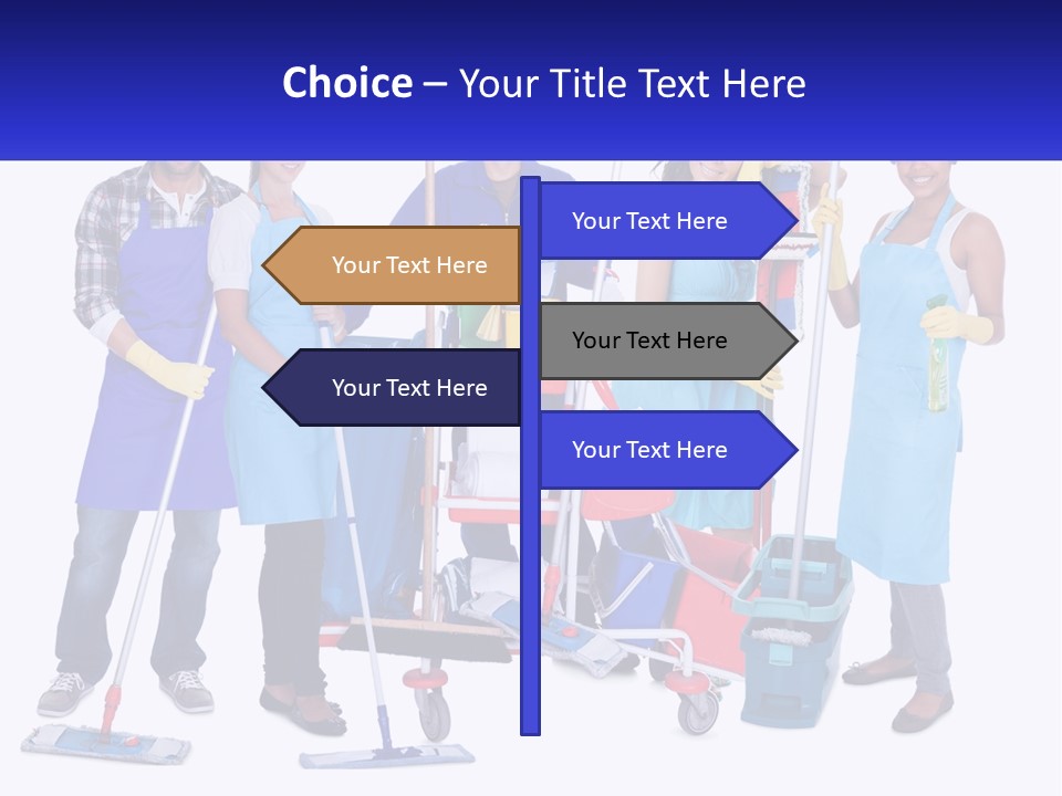 A Group Of People With Cleaning Equipment Posing For A Picture PowerPoint Template