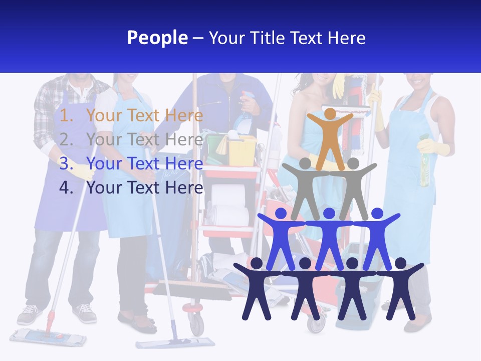 A Group Of People With Cleaning Equipment Posing For A Picture PowerPoint Template
