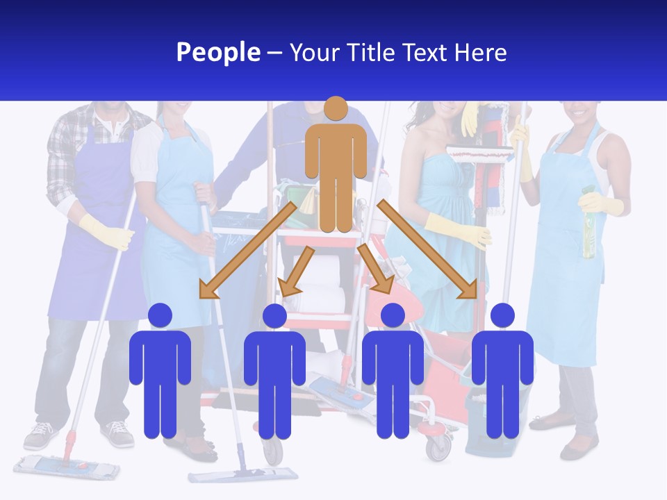 A Group Of People With Cleaning Equipment Posing For A Picture PowerPoint Template