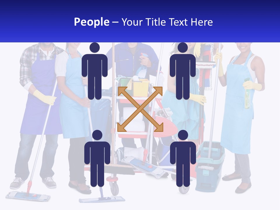 A Group Of People With Cleaning Equipment Posing For A Picture PowerPoint Template