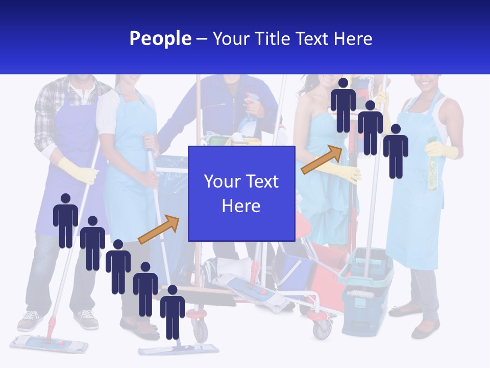 A Group Of People With Cleaning Equipment Posing For A Picture PowerPoint Template
