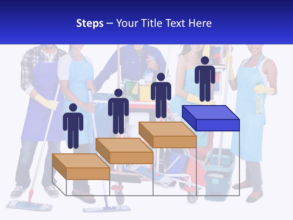 A Group Of People With Cleaning Equipment Posing For A Picture PowerPoint Template