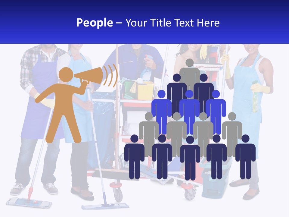 A Group Of People With Cleaning Equipment Posing For A Picture PowerPoint Template