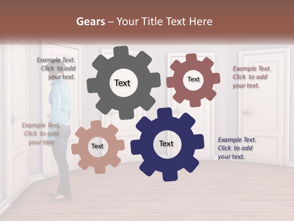 A Person Standing In Front Of A Row Of Doors PowerPoint Template