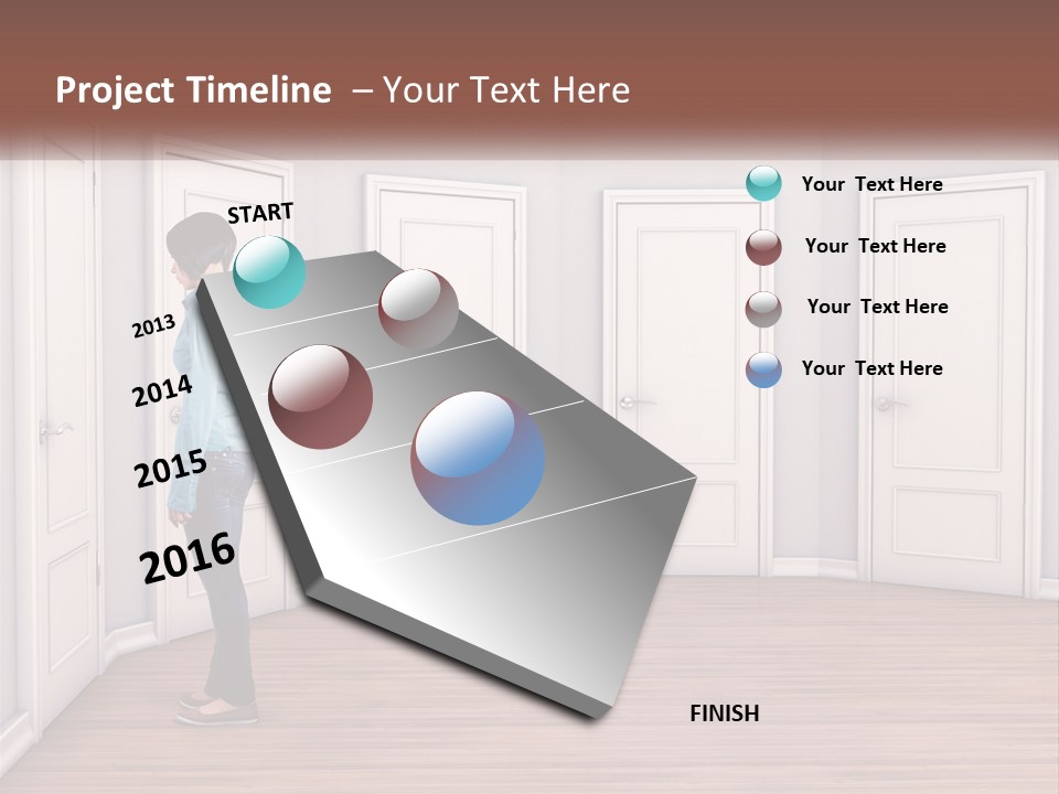 A Person Standing In Front Of A Row Of Doors PowerPoint Template