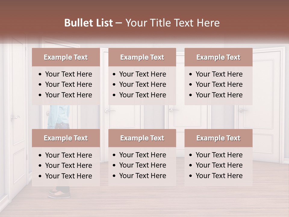 A Person Standing In Front Of A Row Of Doors PowerPoint Template
