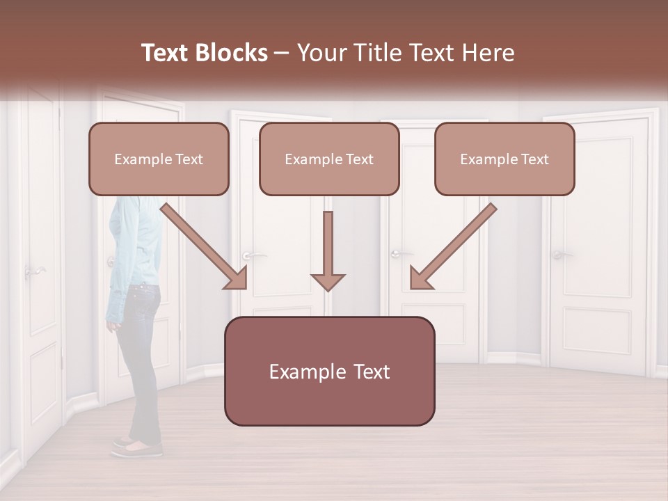 A Person Standing In Front Of A Row Of Doors PowerPoint Template