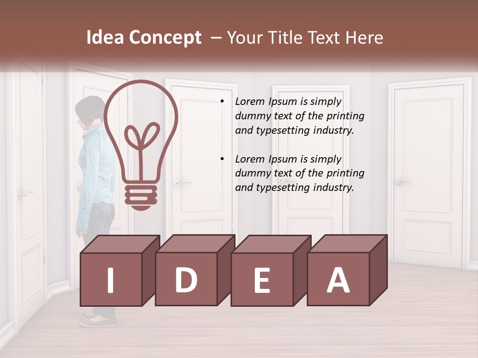 A Person Standing In Front Of A Row Of Doors PowerPoint Template