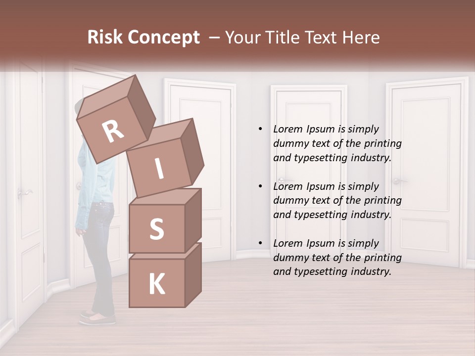 A Person Standing In Front Of A Row Of Doors PowerPoint Template