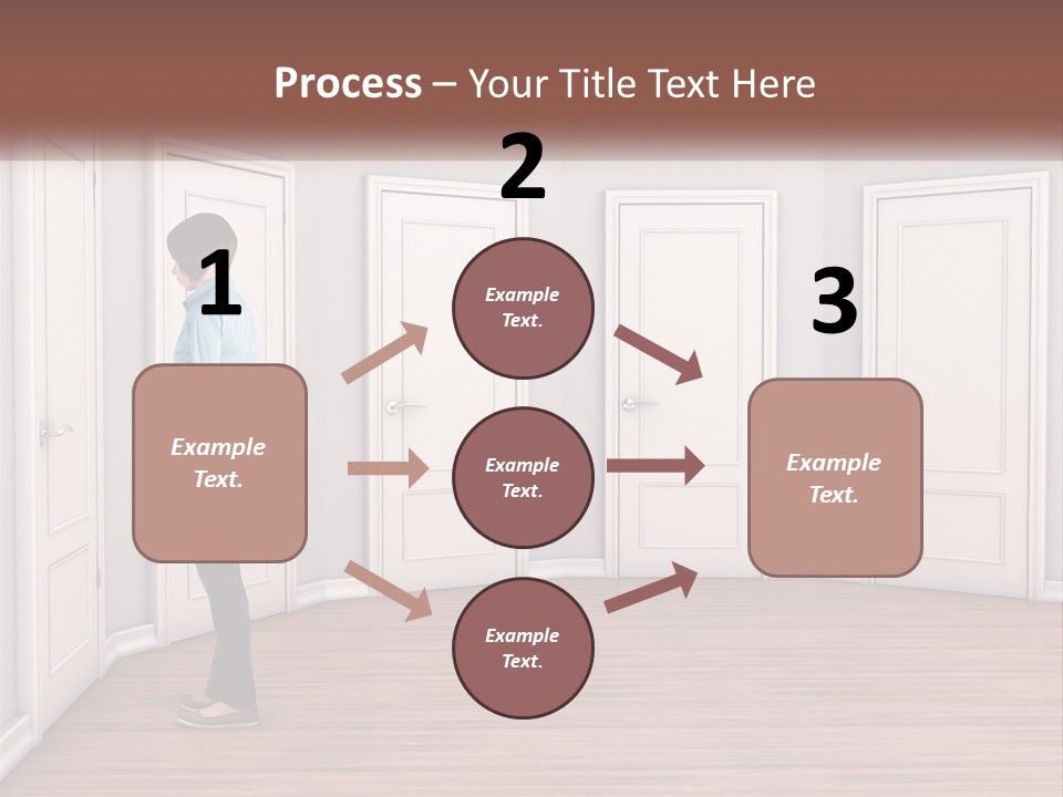 A Person Standing In Front Of A Row Of Doors PowerPoint Template