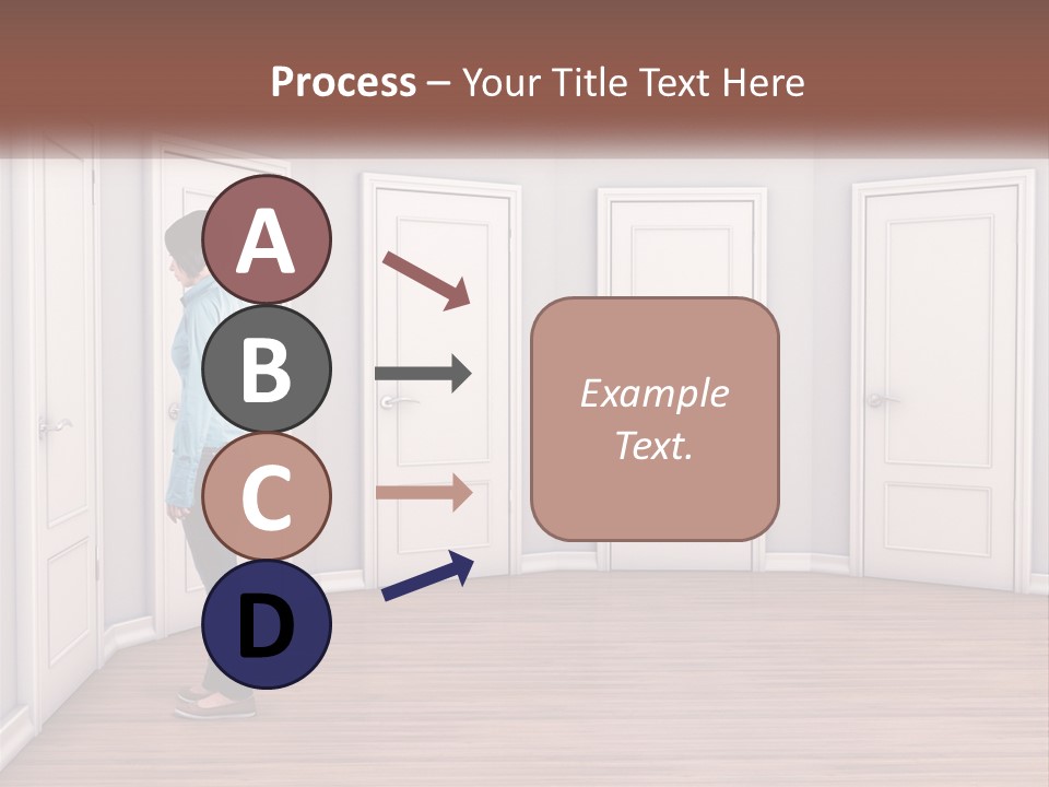 A Person Standing In Front Of A Row Of Doors PowerPoint Template