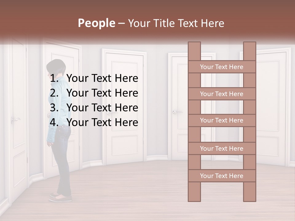 A Person Standing In Front Of A Row Of Doors PowerPoint Template
