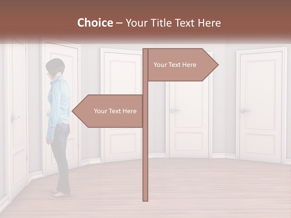 A Person Standing In Front Of A Row Of Doors PowerPoint Template
