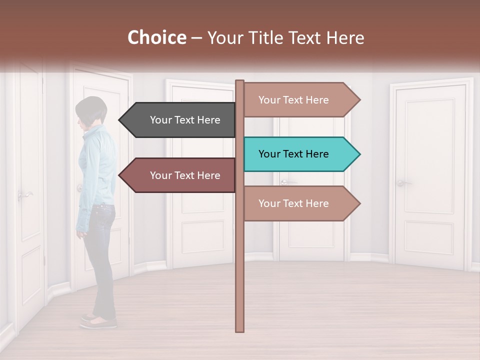 A Person Standing In Front Of A Row Of Doors PowerPoint Template