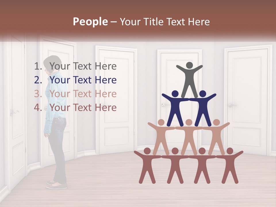 A Person Standing In Front Of A Row Of Doors PowerPoint Template