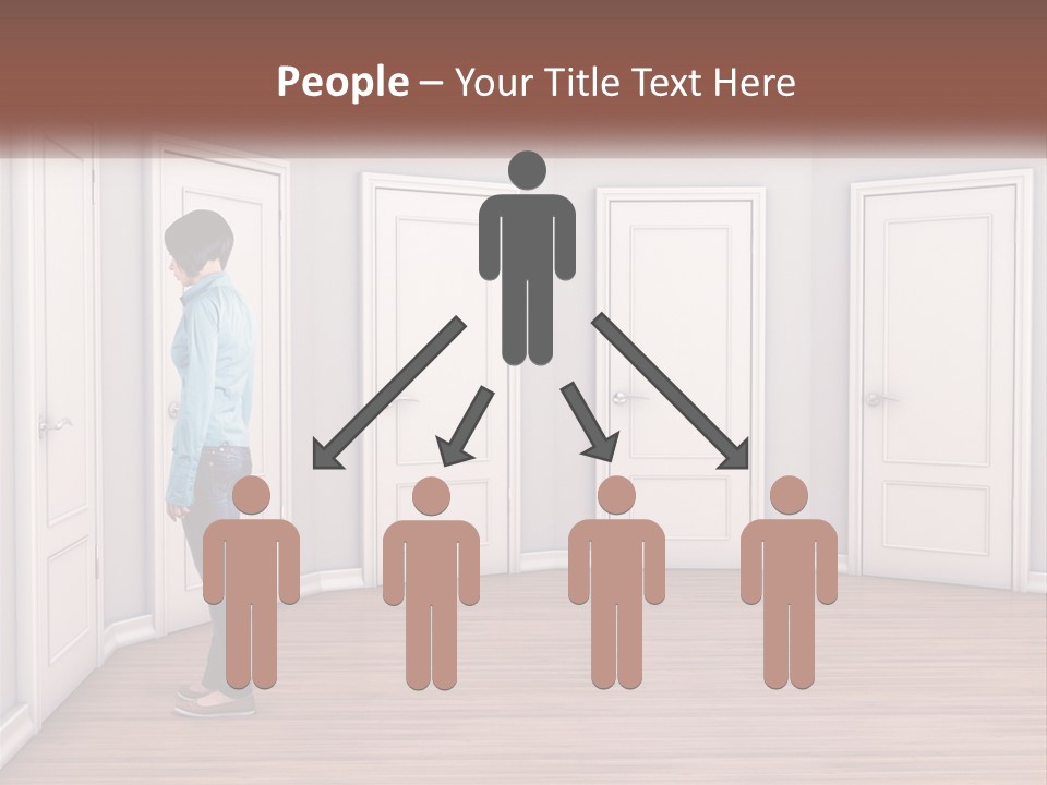 A Person Standing In Front Of A Row Of Doors PowerPoint Template