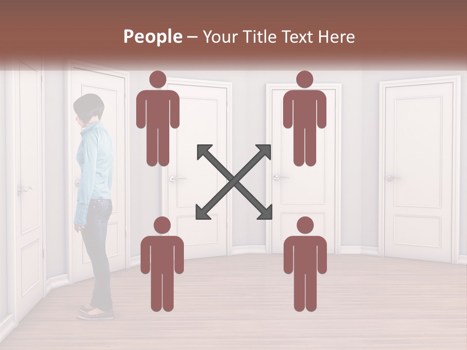 A Person Standing In Front Of A Row Of Doors PowerPoint Template